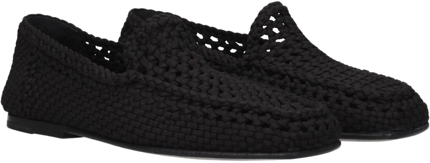 Dolce & Gabbana Black Fabric Slip-On Loafers