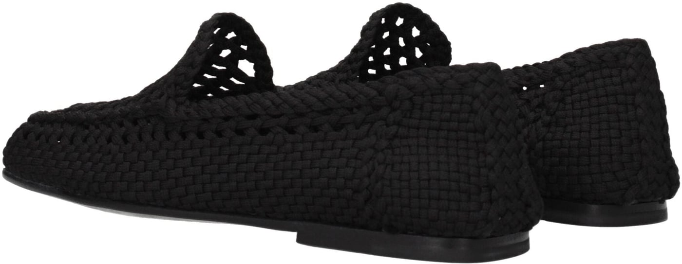 Dolce & Gabbana Black Fabric Slip-On Loafers