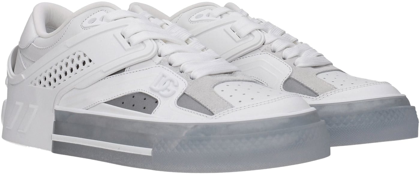 Dolce & Gabbana White Leather Low Top Sneakers