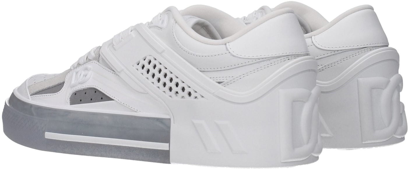 Dolce & Gabbana White Leather Low Top Sneakers