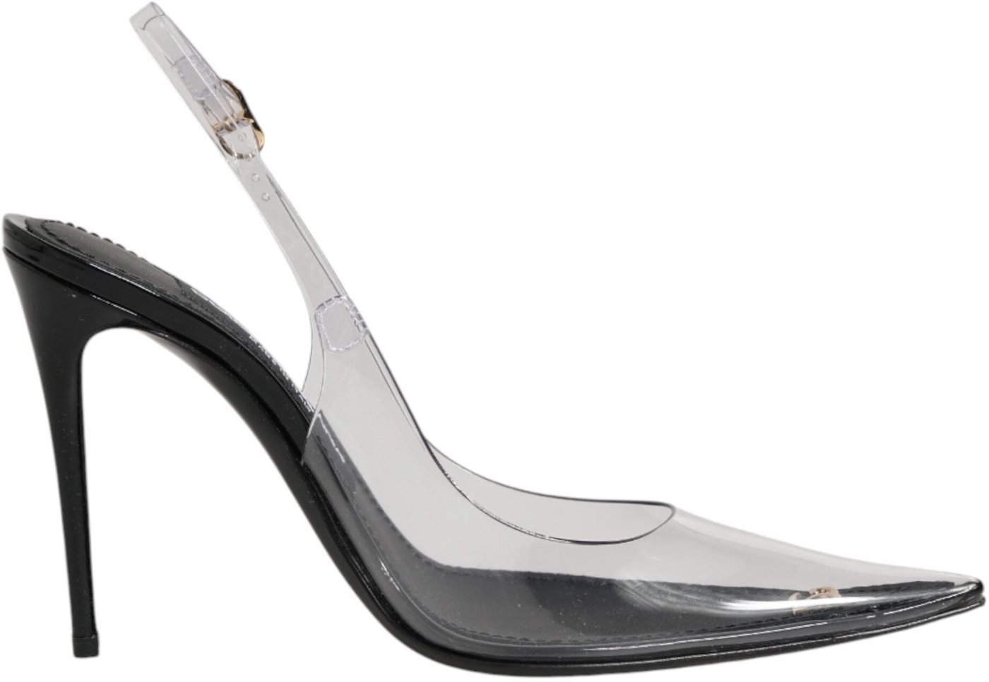 Dolce & Gabbana Black Leather Clear PVC Slingback Pumps Shoes