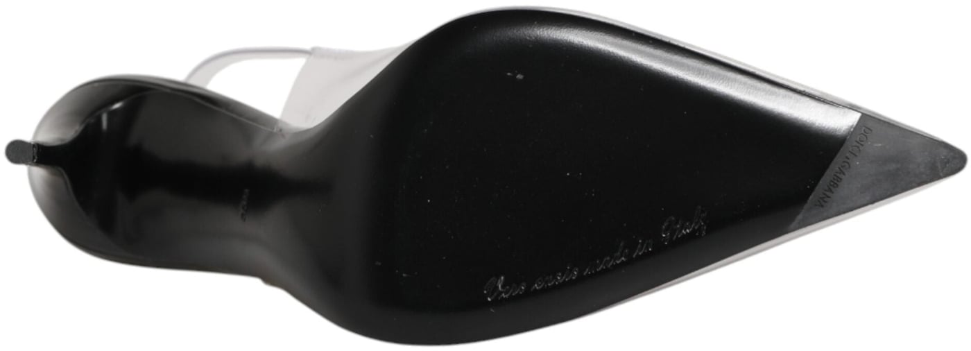 Dolce & Gabbana Black Leather Clear PVC Slingback Pumps Shoes
