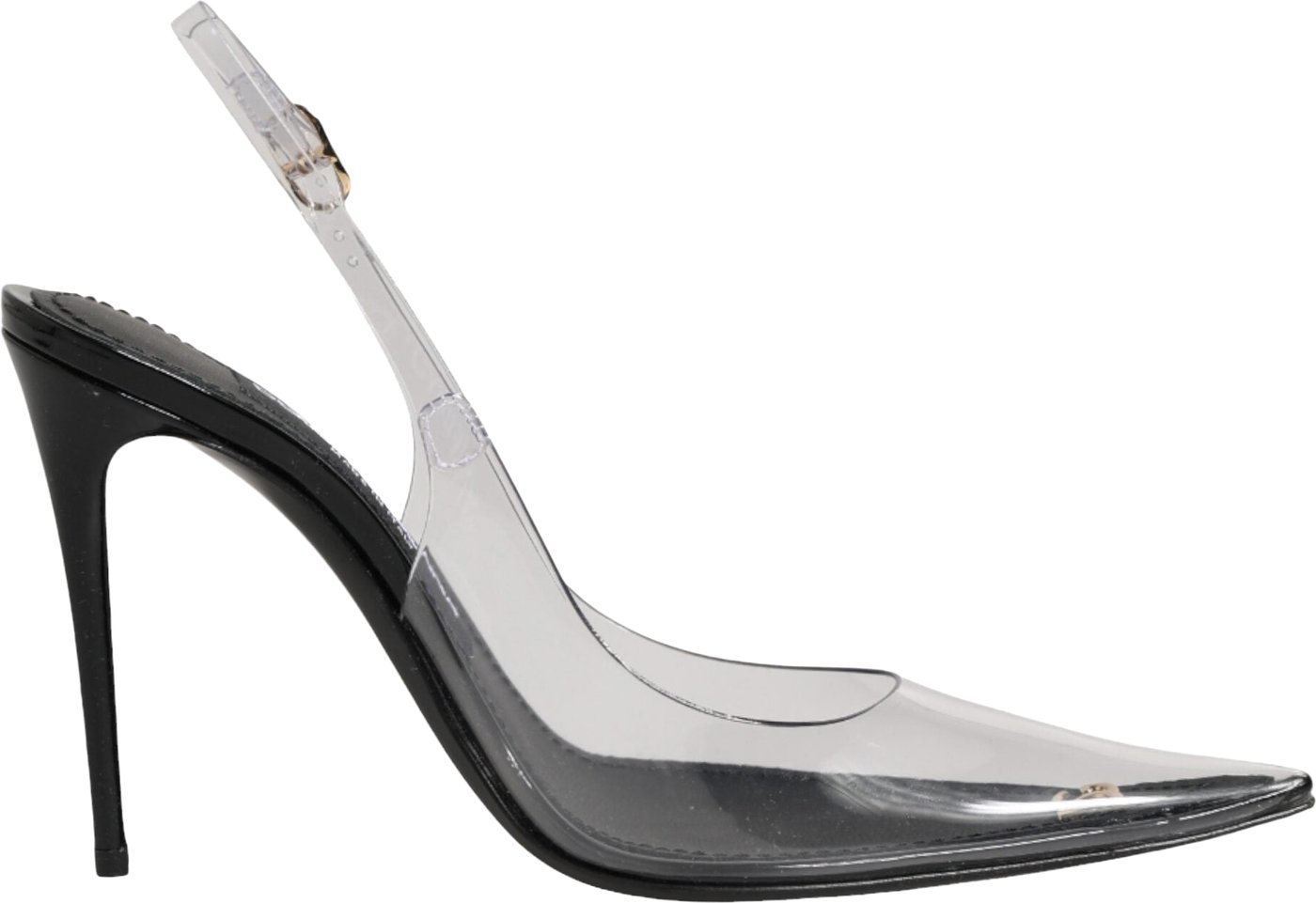 Dolce & Gabbana Black Leather Clear PVC Slingback Pumps Shoes