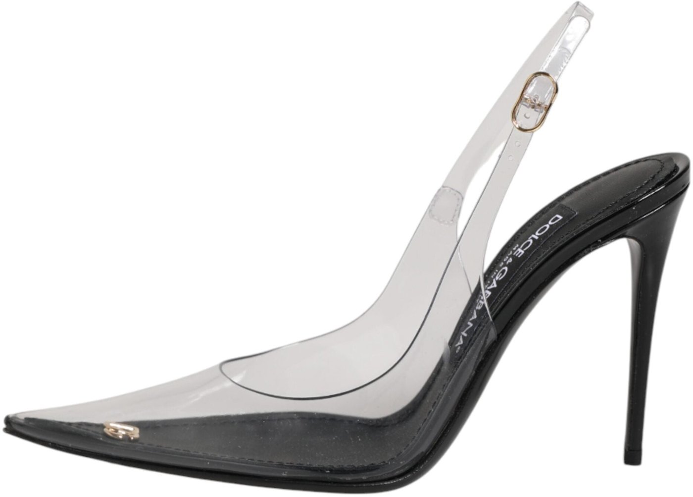 Dolce & Gabbana Black Leather Clear PVC Slingback Pumps Shoes