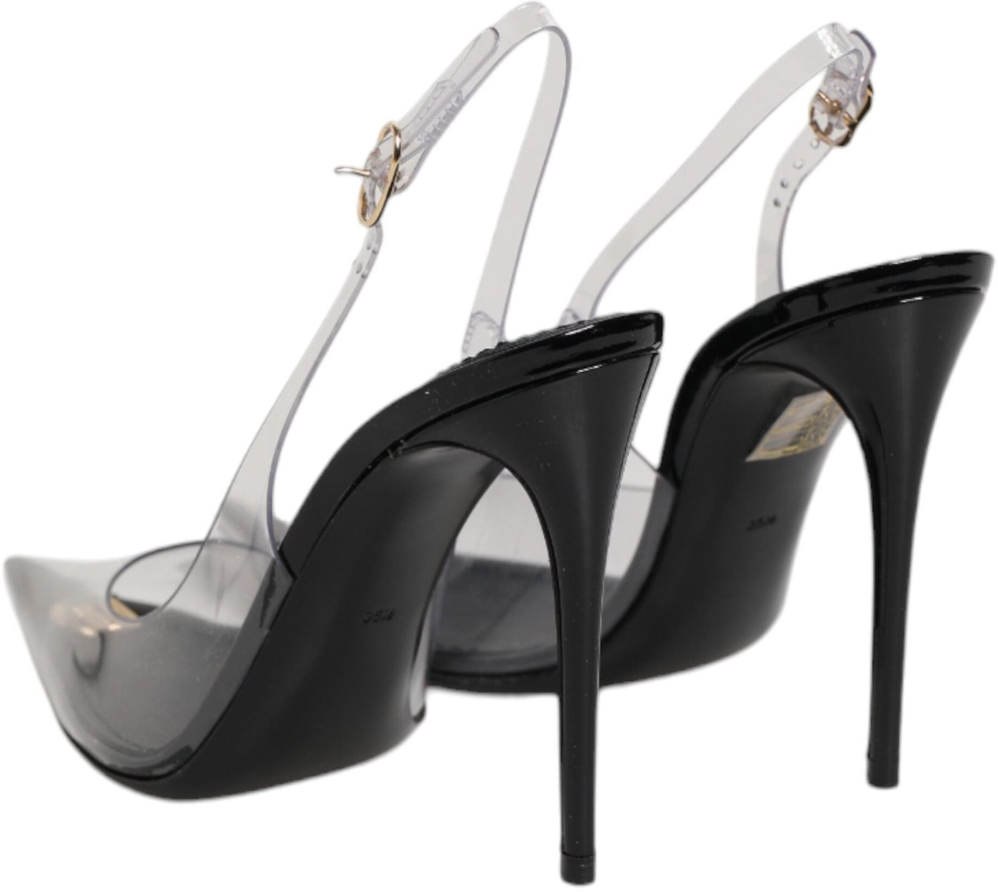 Dolce & Gabbana Black Leather Clear PVC Slingback Pumps Shoes