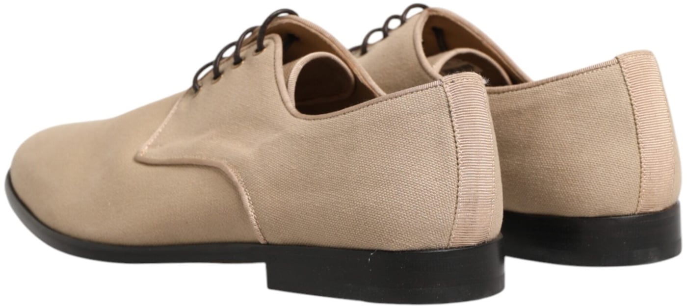 Dolce & Gabbana Beige Canvas Derby Lace Up Dress Men Shoes