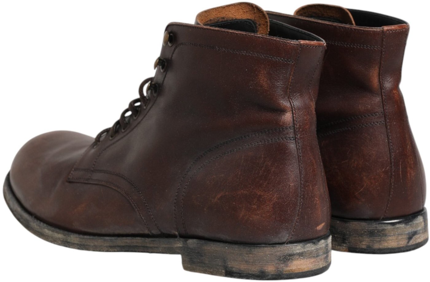 Dolce & Gabbana Brown Lace Up Short Ankle Boots Men Shoes