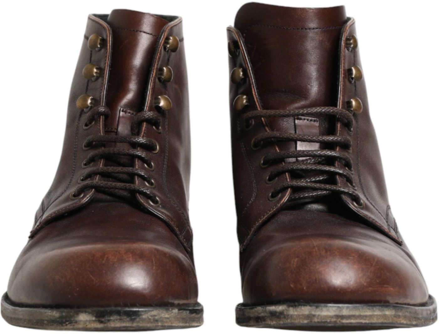 Dolce & Gabbana Brown Lace Up Short Ankle Boots Men Shoes