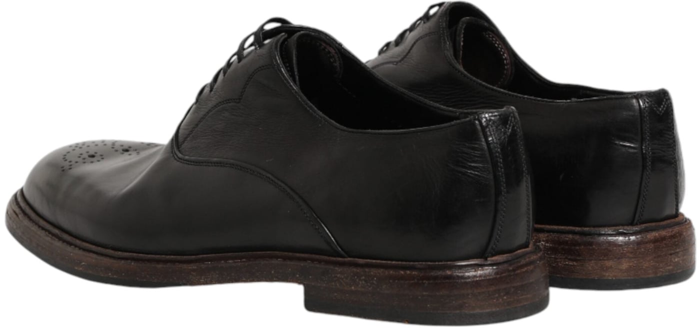 Dolce & Gabbana Black Calfskin Leather Oxford Dress Shoes
