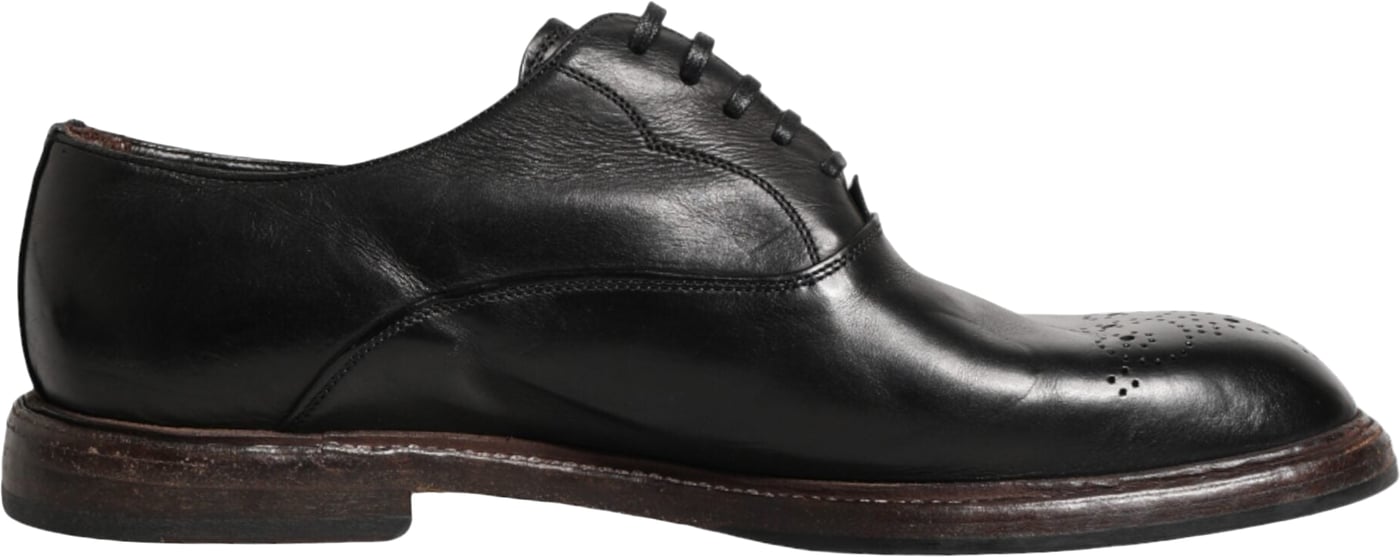 Dolce & Gabbana Black Calfskin Leather Oxford Dress Shoes