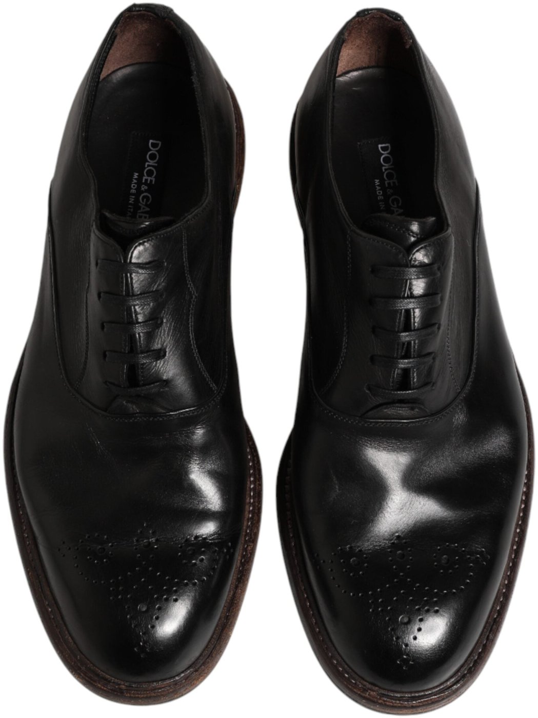 Dolce & Gabbana Black Calfskin Leather Oxford Dress Shoes