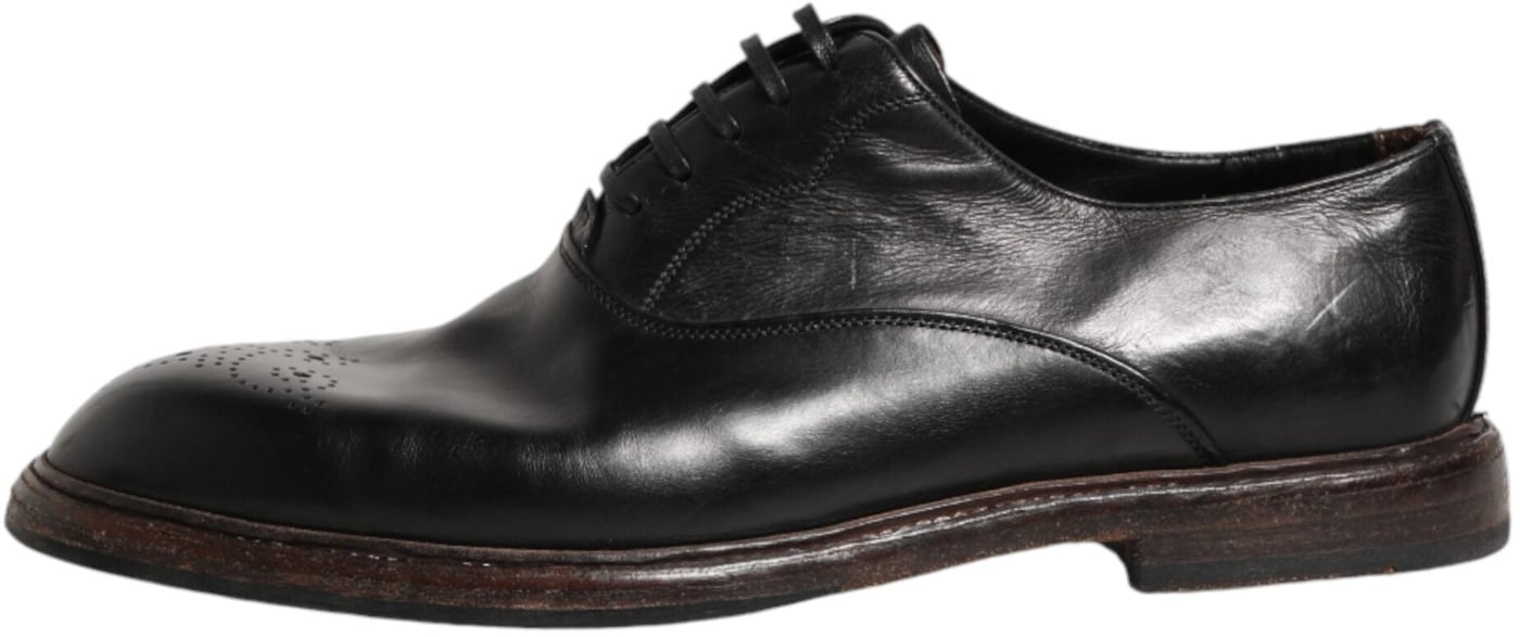 Dolce & Gabbana Black Calfskin Leather Oxford Dress Shoes