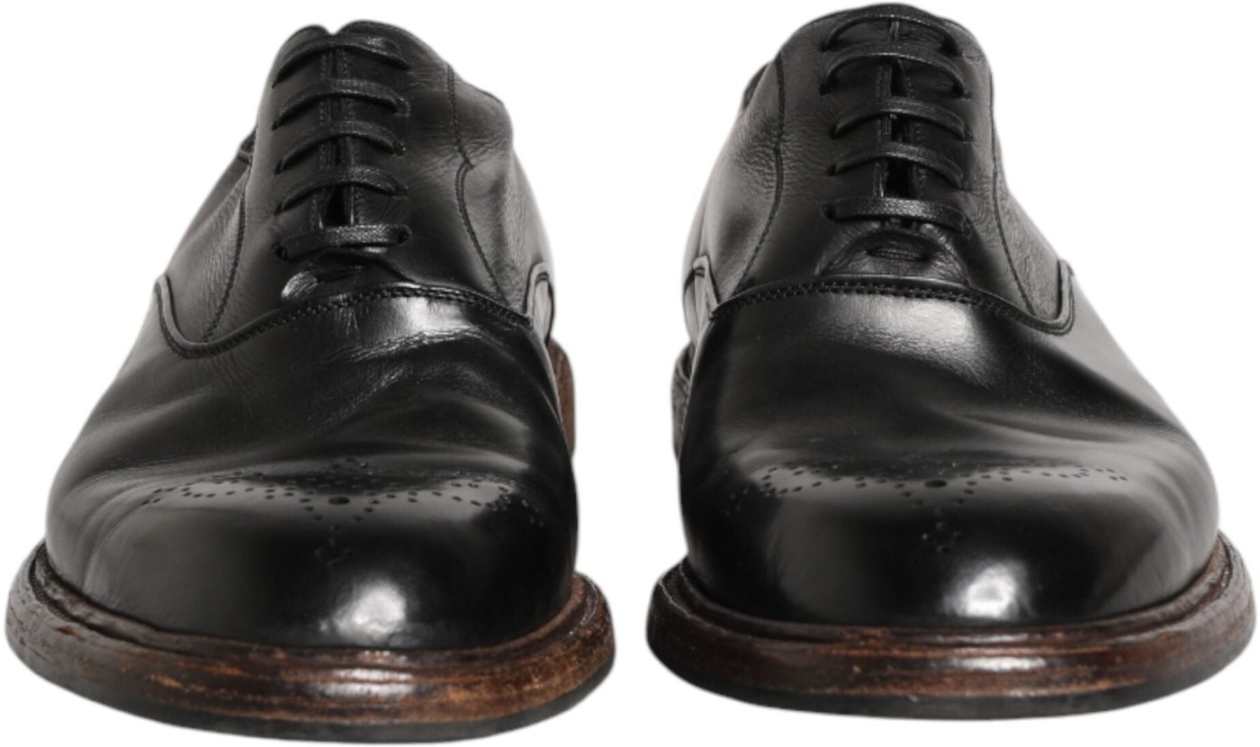 Dolce & Gabbana Black Calfskin Leather Oxford Dress Shoes