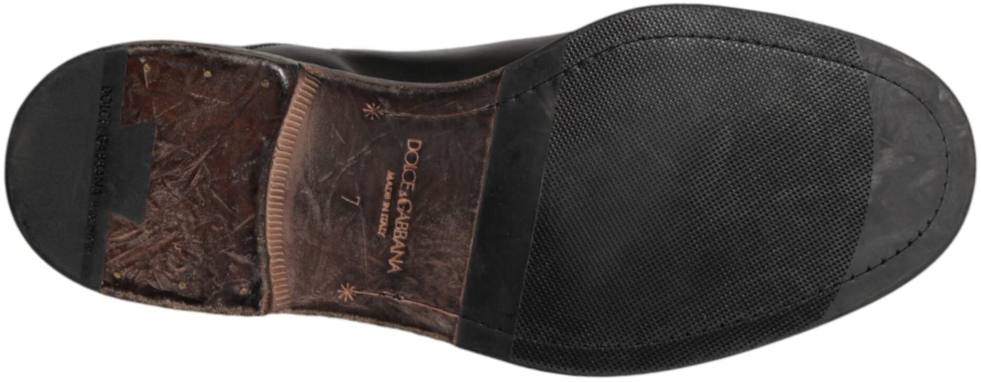 Dolce & Gabbana Black Calfskin Leather Oxford Dress Shoes