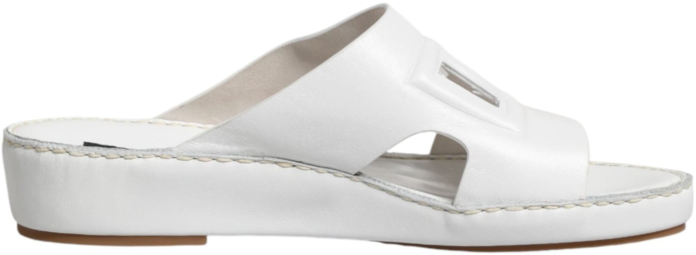 Dolce & Gabbana White DG Cutout Slides Slippers Flats Shoes