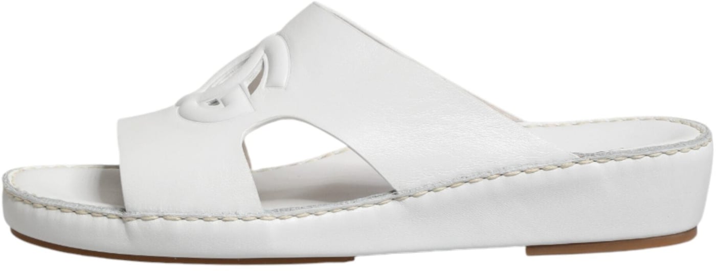 Dolce & Gabbana White DG Cutout Slides Slippers Flats Shoes