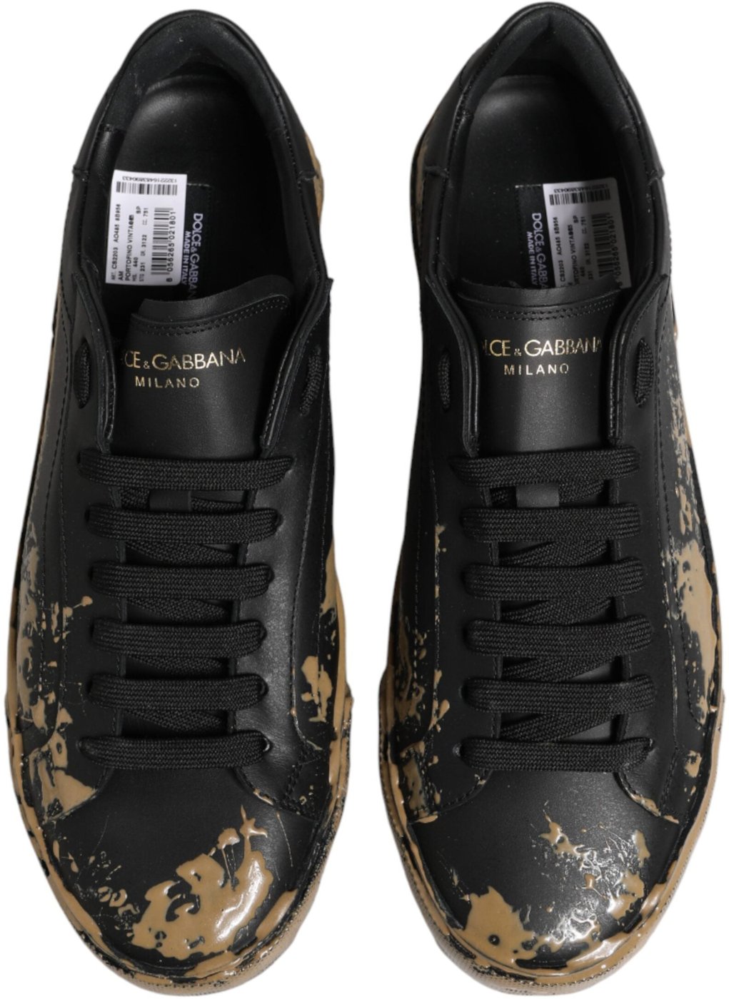 Dolce & Gabbana Black Portofino Mud Effect Low Top Sneakers Shoes