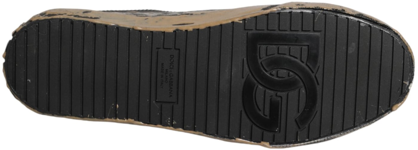 Dolce & Gabbana Black Portofino Mud Effect Low Top Sneakers Shoes