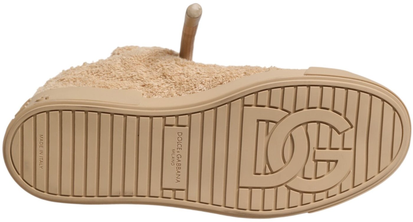 Dolce & Gabbana Shoes Beige Faux Shearling Low Top Sneakers