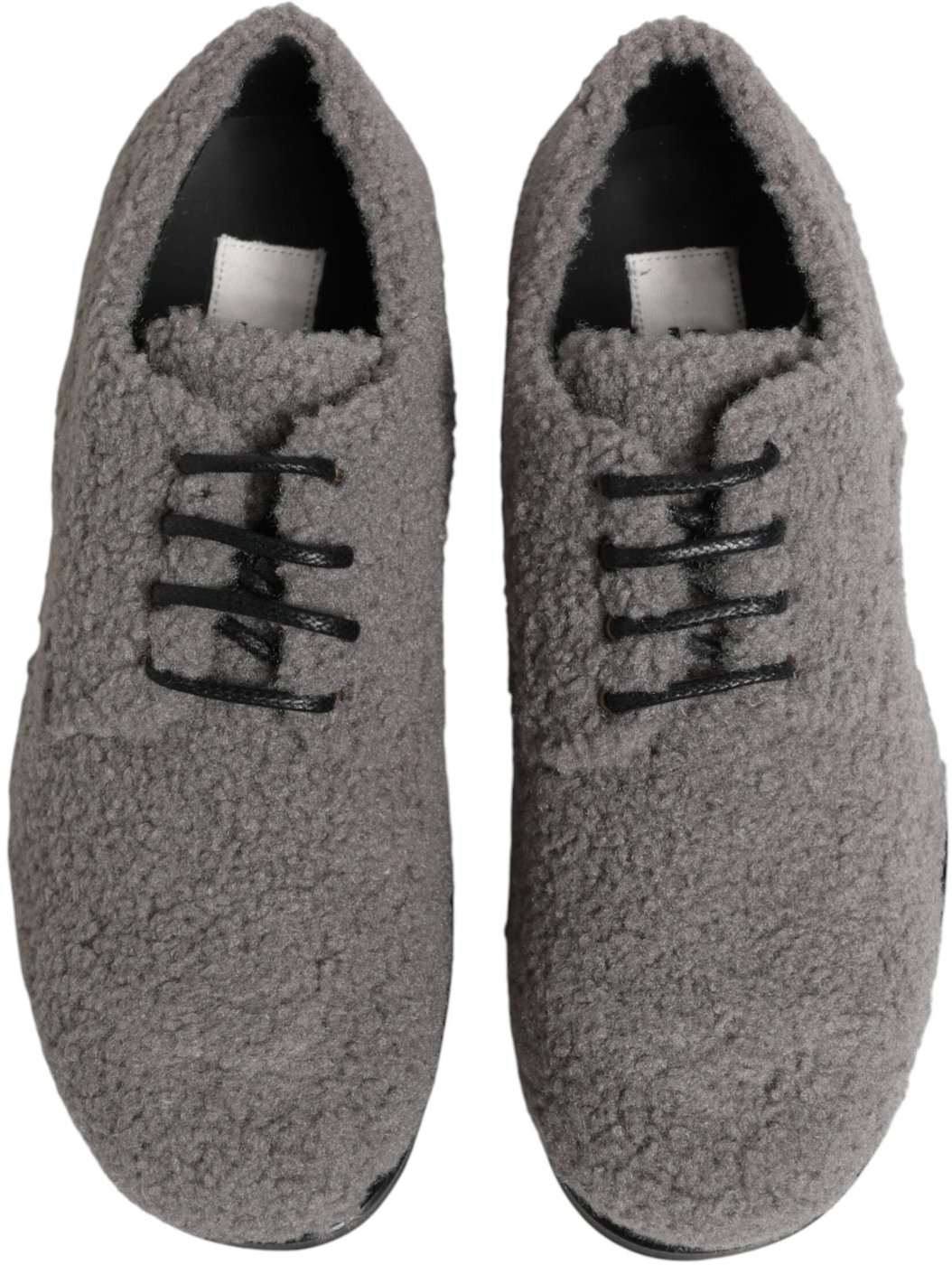 Dolce & Gabbana Gray Fleece Lace Up Men Derby Dress Shoes