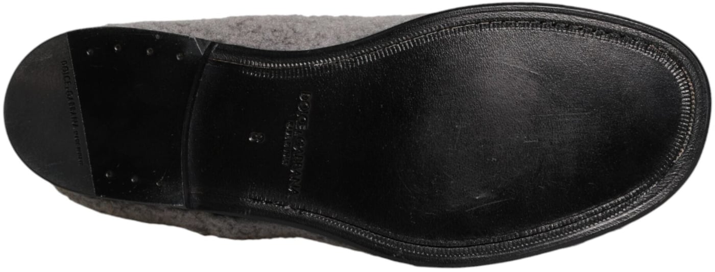 Dolce & Gabbana Gray Fleece Lace Up Men Derby Dress Shoes