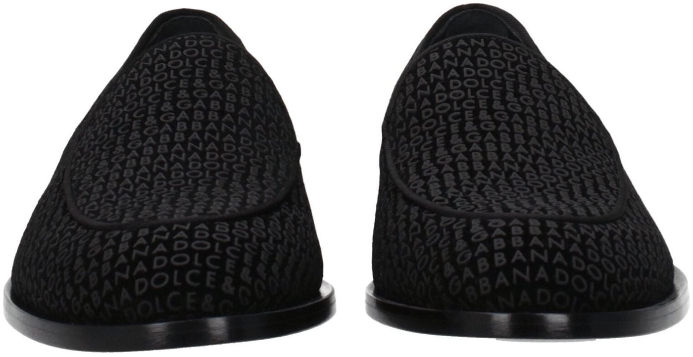 Dolce & Gabbana Black Velvet Slip-On Loafers