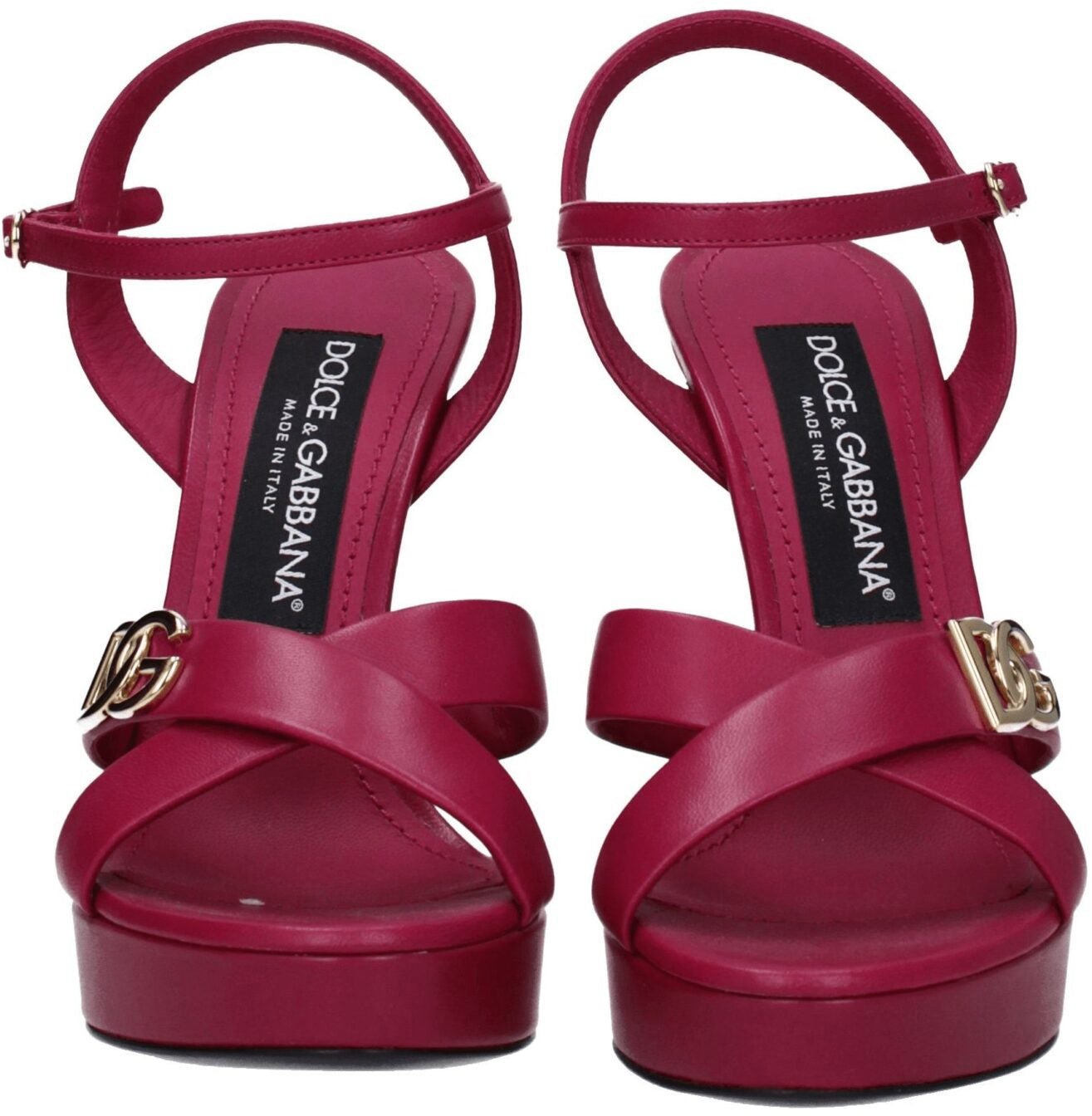 Dolce & Gabbana Pink Leather Platform Sandals