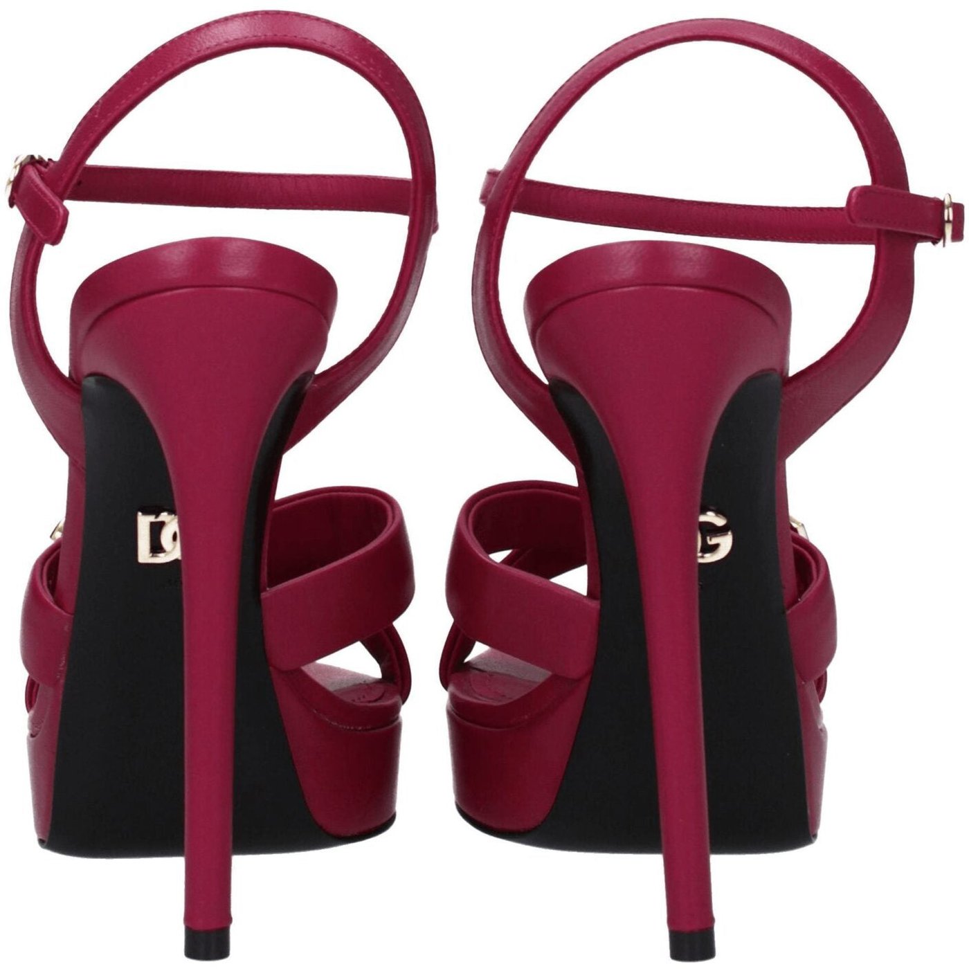 Dolce & Gabbana Pink Leather Platform Sandals