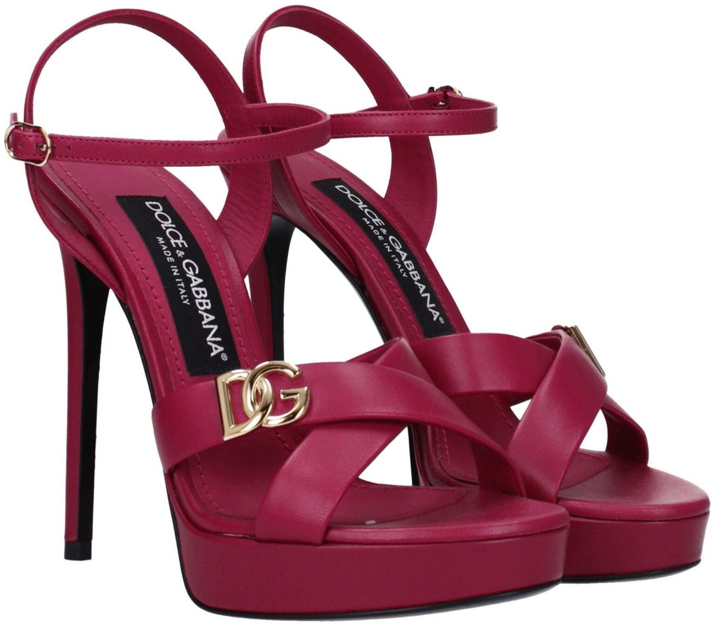 Dolce & Gabbana Pink Leather Platform Sandals
