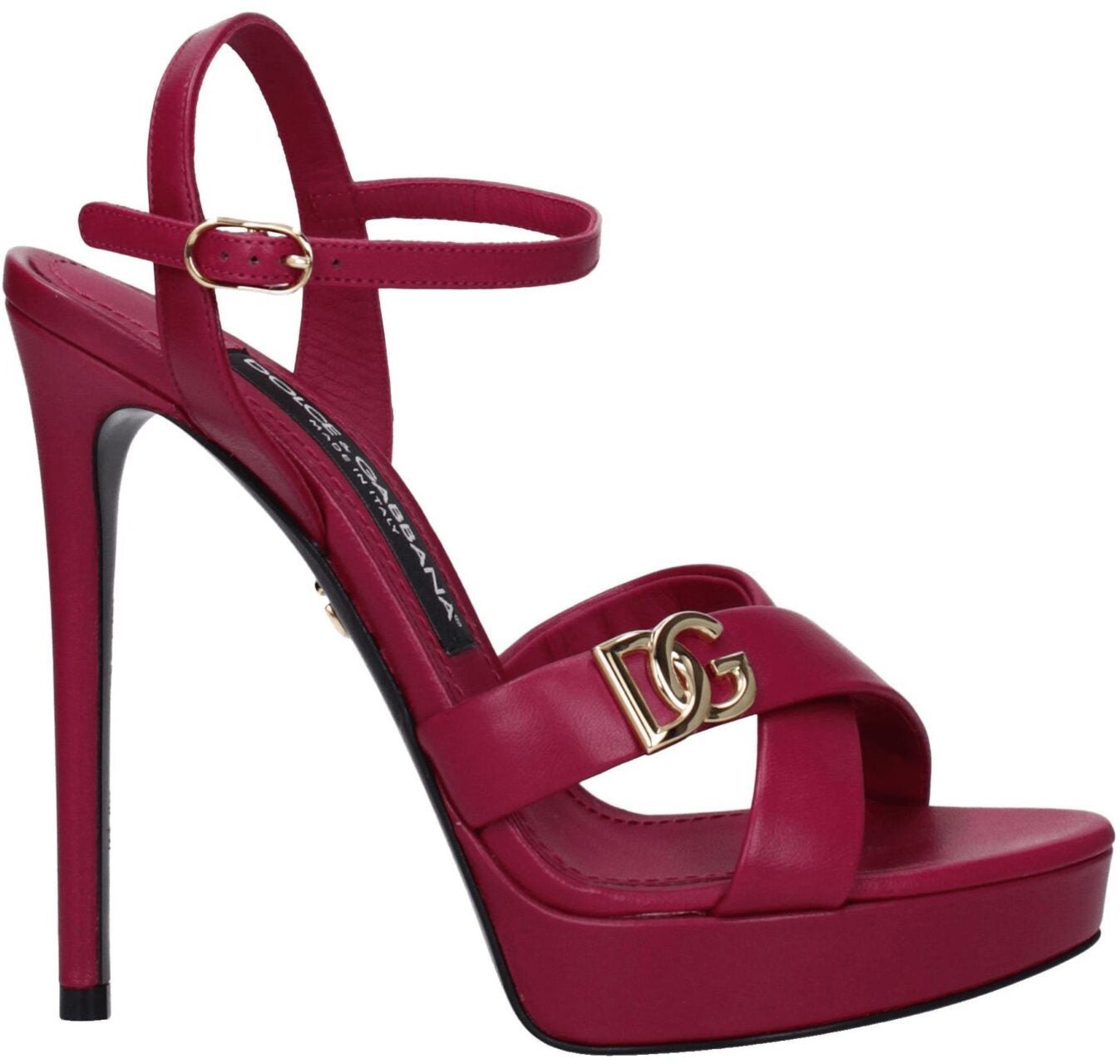 Dolce & Gabbana Pink Leather Platform Sandals