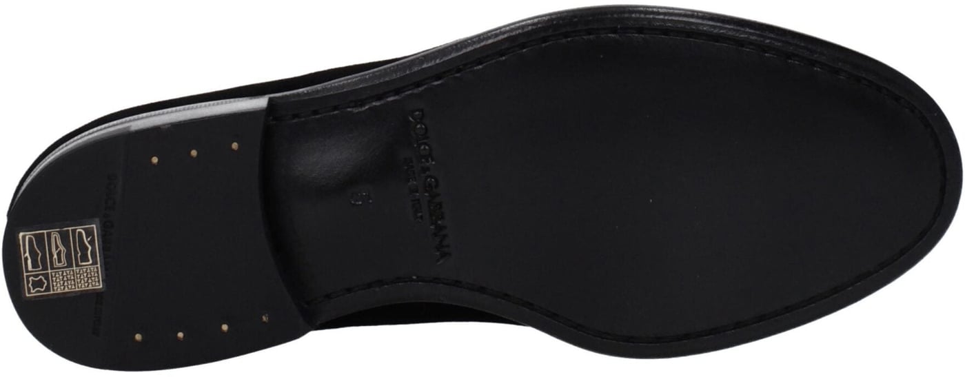 Dolce & Gabbana Black Velvet Slip-On Loafers