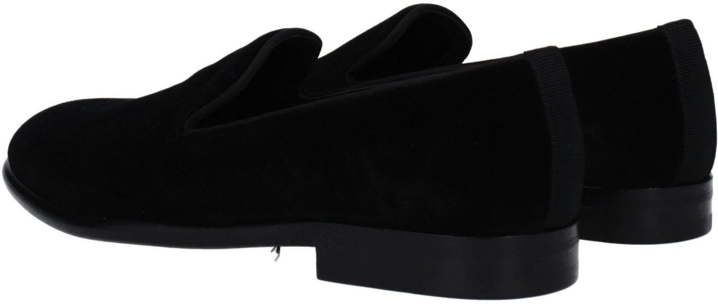 Dolce & Gabbana Black Velvet Slip-On Loafers