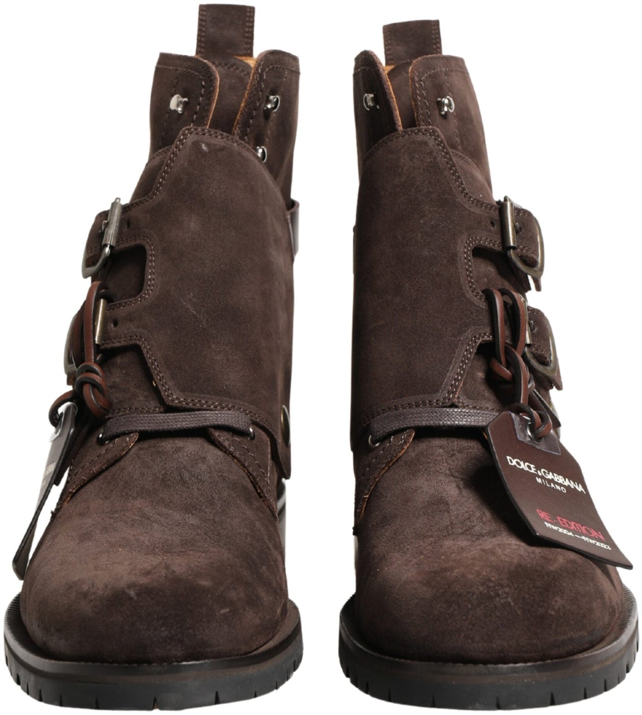 Dolce & Gabbana Brown Suede Leather Buckle Ankle Boots Shoes