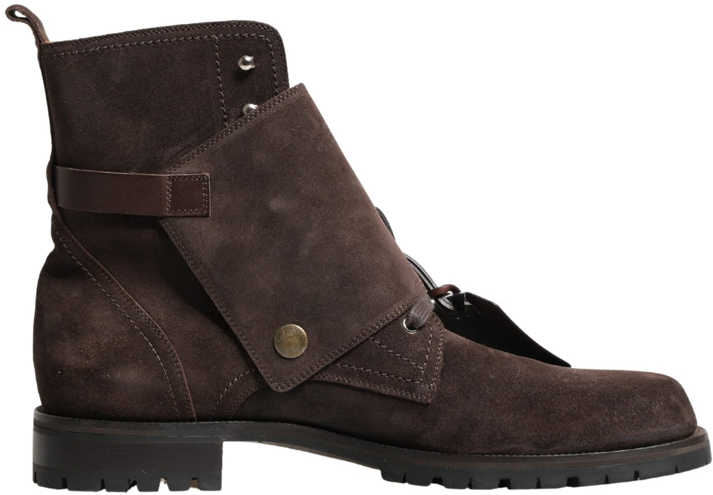 Dolce & Gabbana Brown Suede Leather Buckle Ankle Boots Shoes