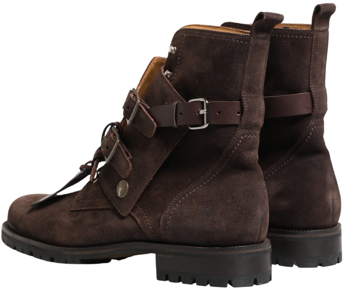 Dolce & Gabbana Brown Suede Leather Buckle Ankle Boots Shoes