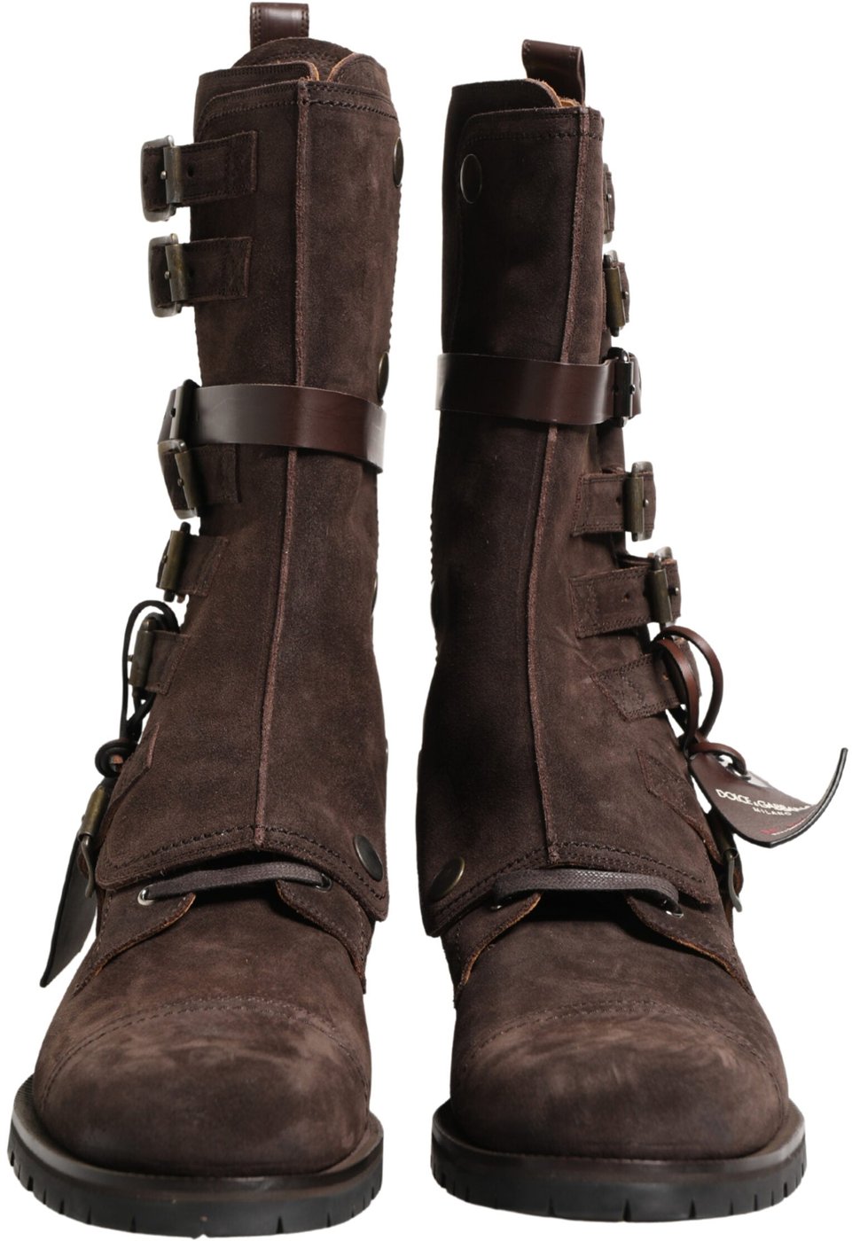Dolce & Gabbana Brown Suede Leather Combat Ankle Boots  Shoes