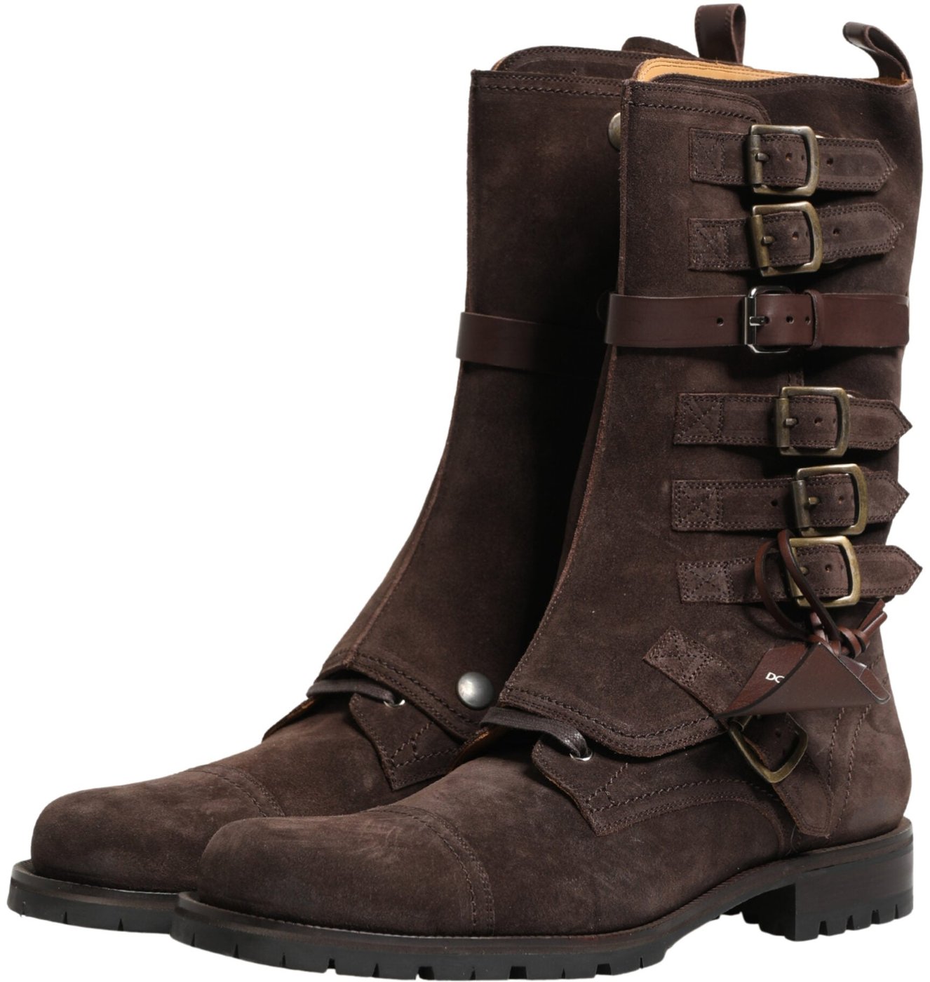 Dolce & Gabbana Brown Suede Leather Combat Ankle Boots  Shoes