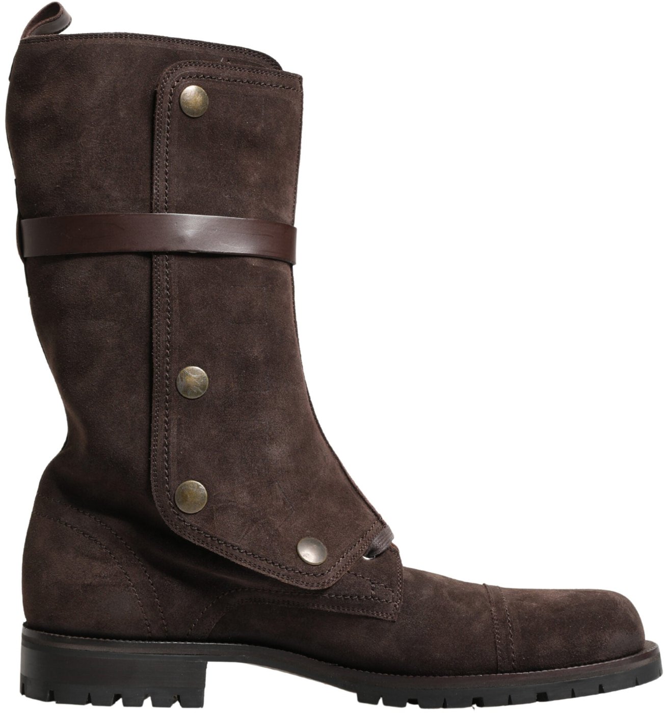 Dolce & Gabbana Brown Suede Leather Combat Ankle Boots  Shoes