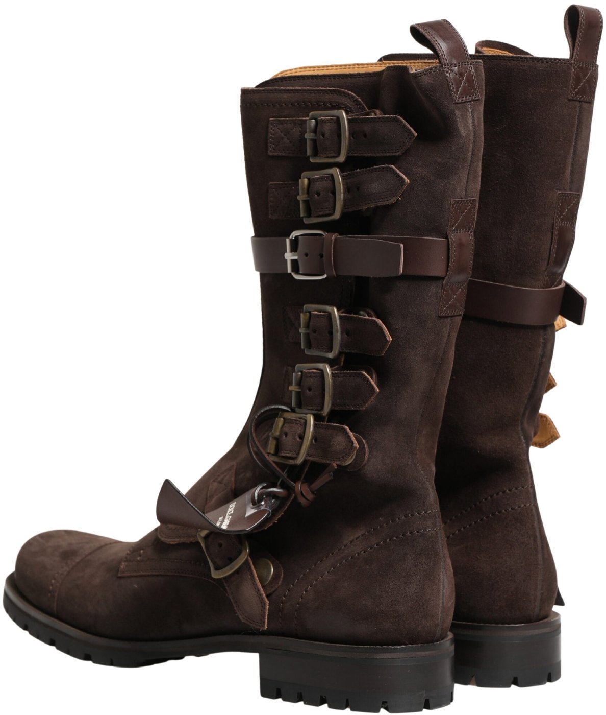 Dolce & Gabbana Brown Suede Leather Combat Ankle Boots  Shoes