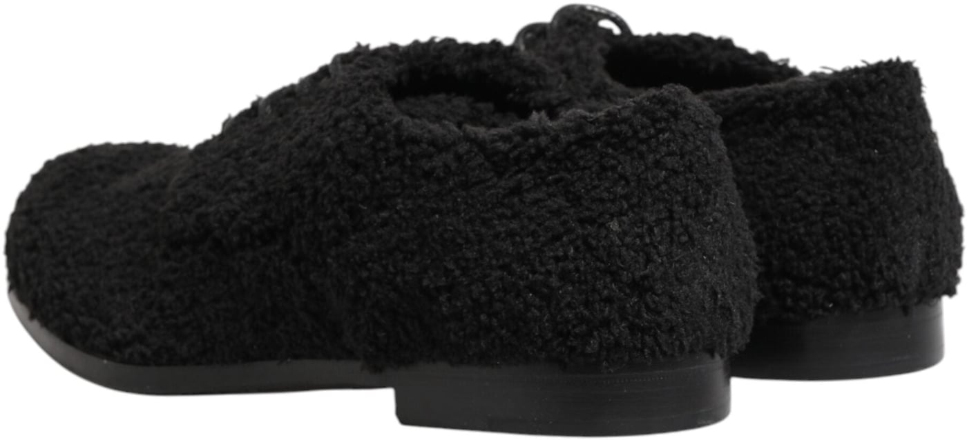 Dolce & Gabbana Men Black Riccio Shearling Dress Derby Shoes