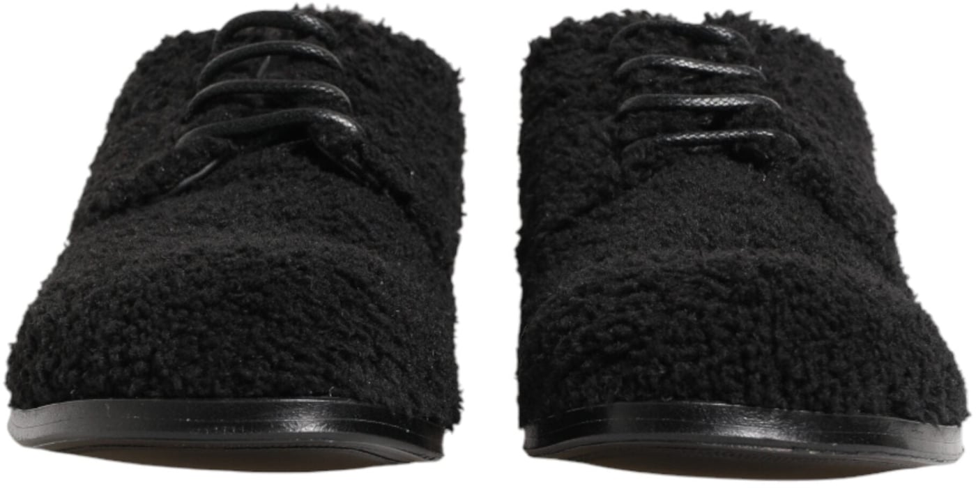 Dolce & Gabbana Men Black Riccio Shearling Dress Derby Shoes