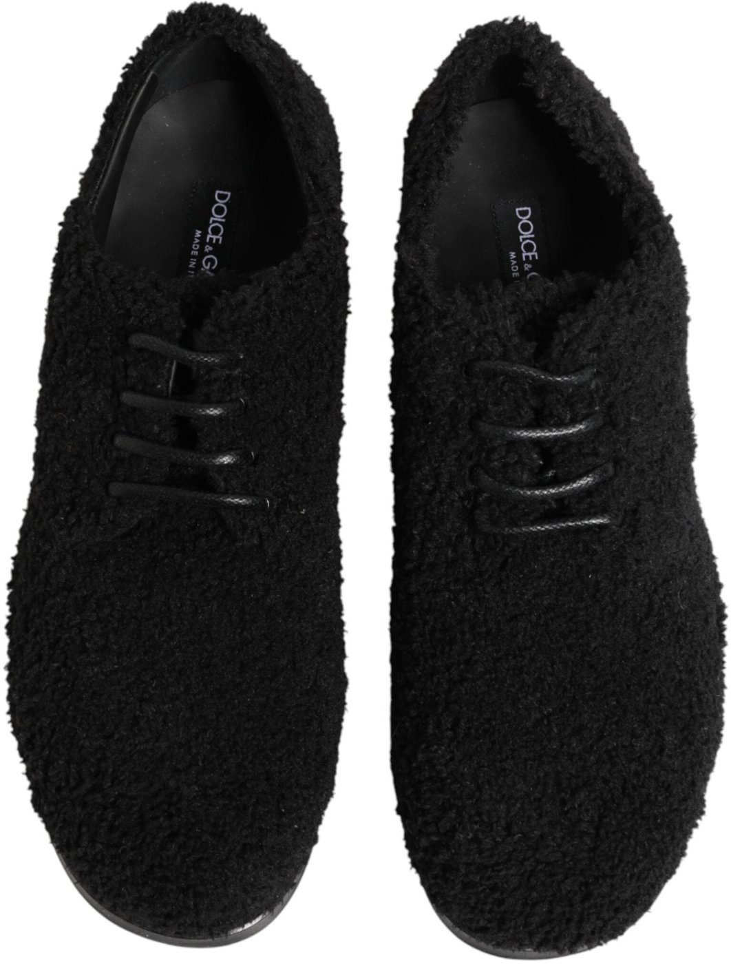 Dolce & Gabbana Men Black Riccio Shearling Dress Derby Shoes