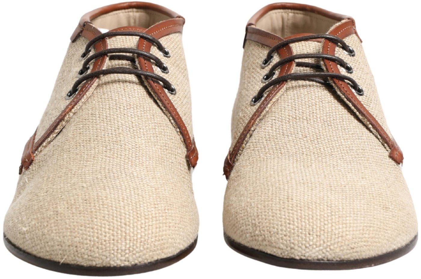 Dolce & Gabbana Beige Canvas Lace-Up Men Dress Derby Shoes
