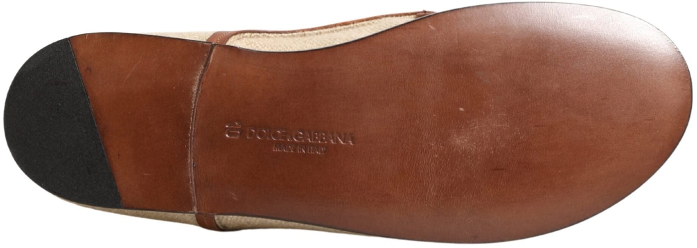 Dolce & Gabbana Beige Canvas Lace-Up Men Dress Derby Shoes