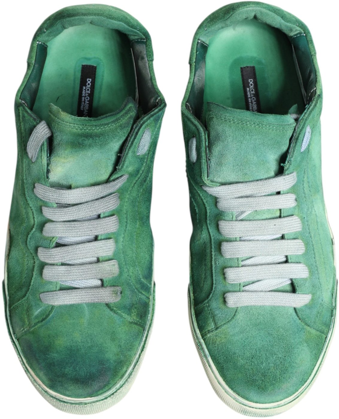 Dolce & Gabbana Green Suade DG Logo Sole Low Top Sneakers Shoes
