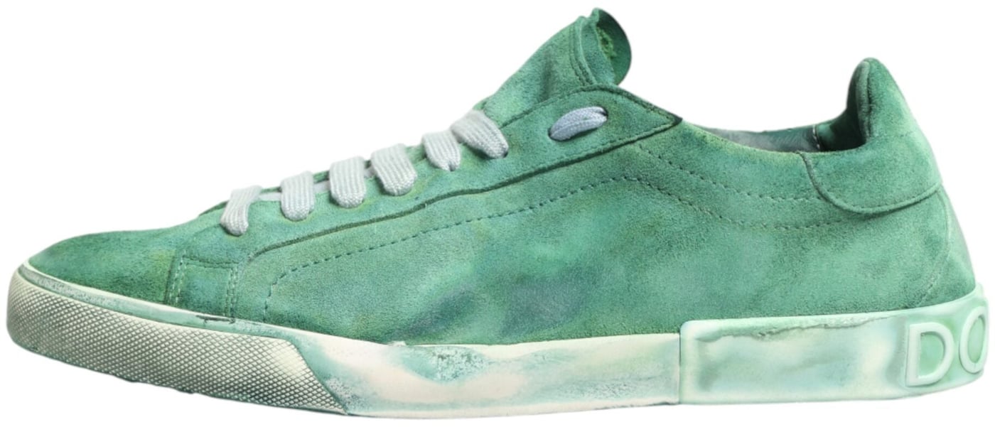 Dolce & Gabbana Green Suade DG Logo Sole Low Top Sneakers Shoes
