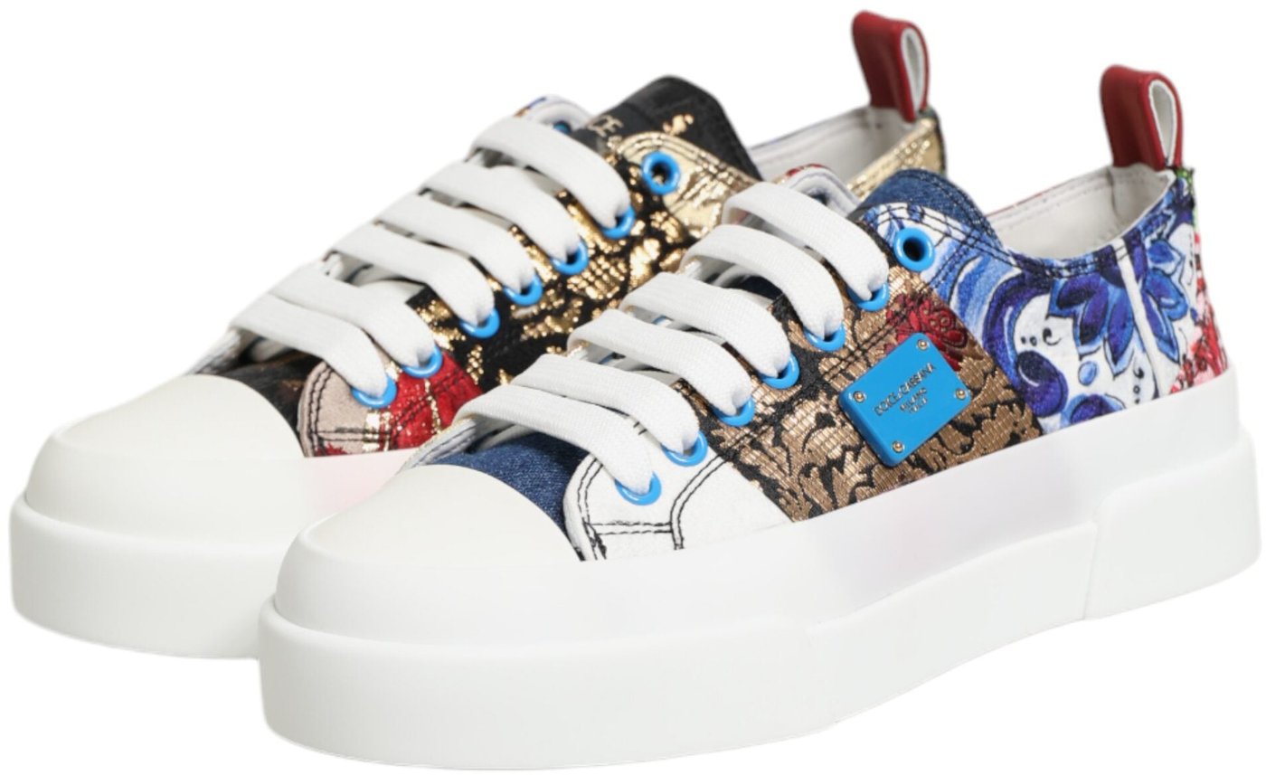 Dolce & Gabbana Multicolor Patchwork Low Top Sneakers Shoes
