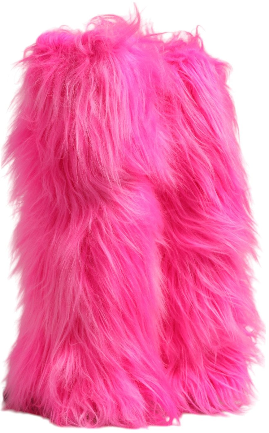 Dolce & Gabbana Pink Faux Fur Leather High Heels Boots Shoes