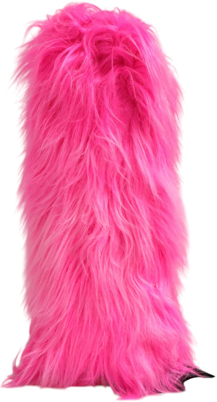 Dolce & Gabbana Pink Faux Fur Leather High Heels Boots Shoes