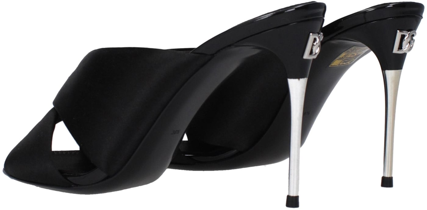Dolce & Gabbana Black Satin Stiletto Heel Sandals